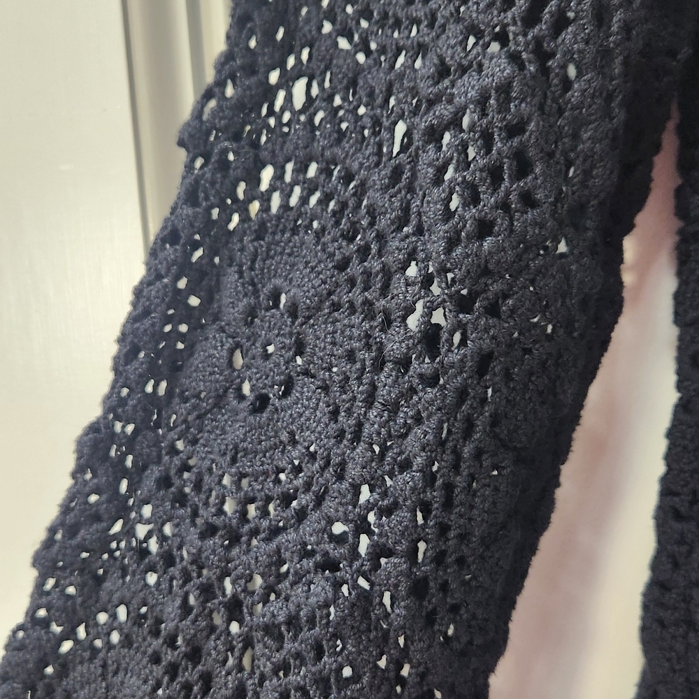 Vntg E. Clair Designs Crochet Blazer Black Medium View 5